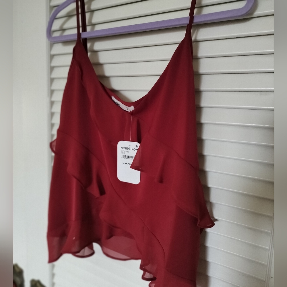 Elodie NWT Red Ruffle Camisole Adjustable Straps Size Large